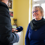 Minka Veselič Kološa giving interview @ Zimska plesna šola / Winter dance school, Maribor (Slovenia), 21/02 > 24/02/2025 <em>Photo: © Saša Huzjak</em>